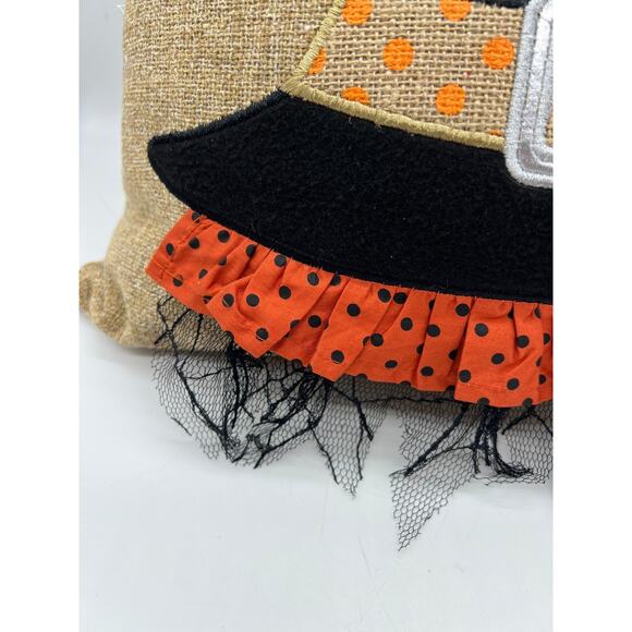 The Witch is In Witches Hat Ruffle Accent Woven 15" x 15" throw pillow halloween - Picture 3 of 6